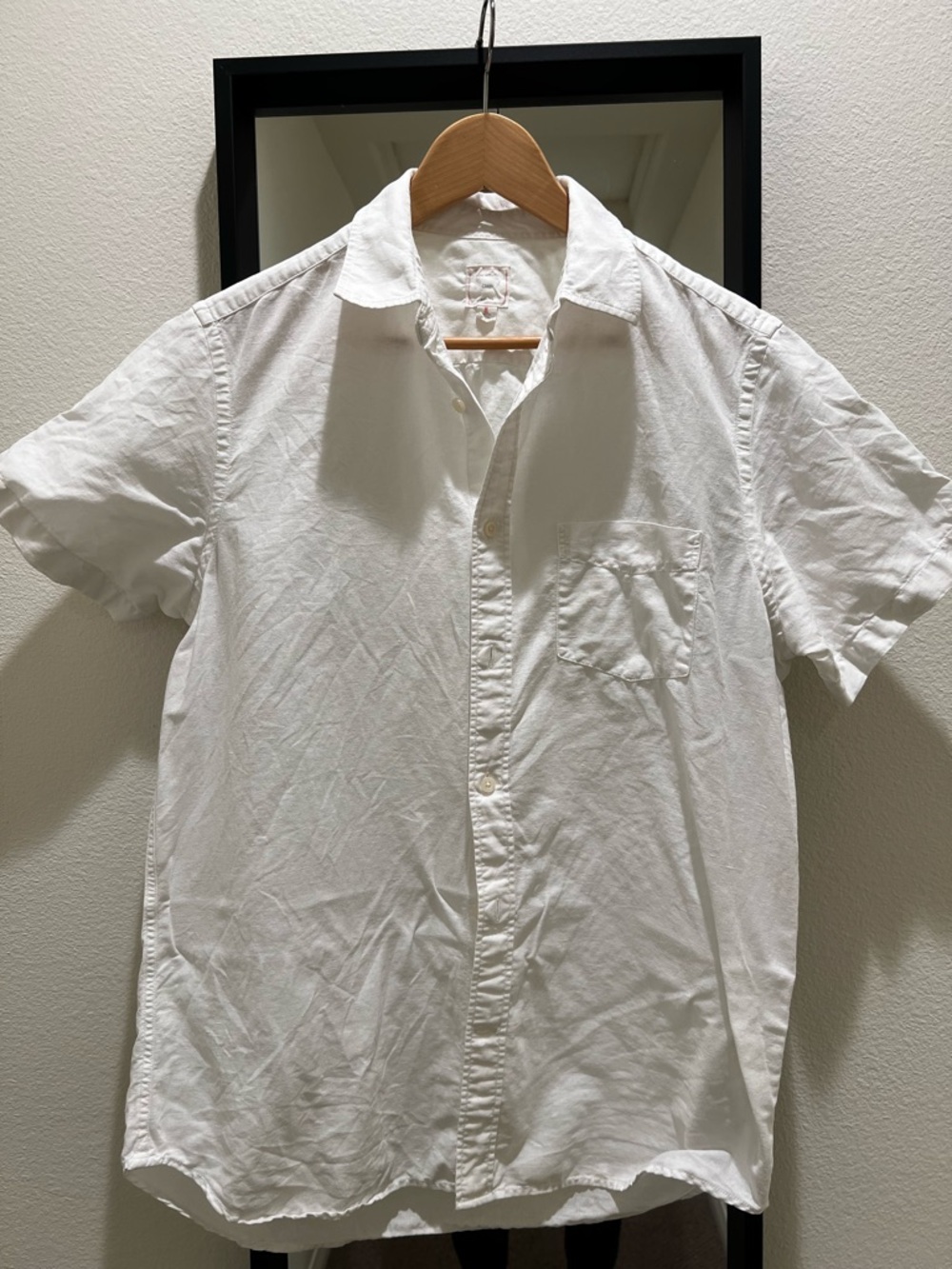 GAP White Short-Sleeve Button-Down Linen Shirt